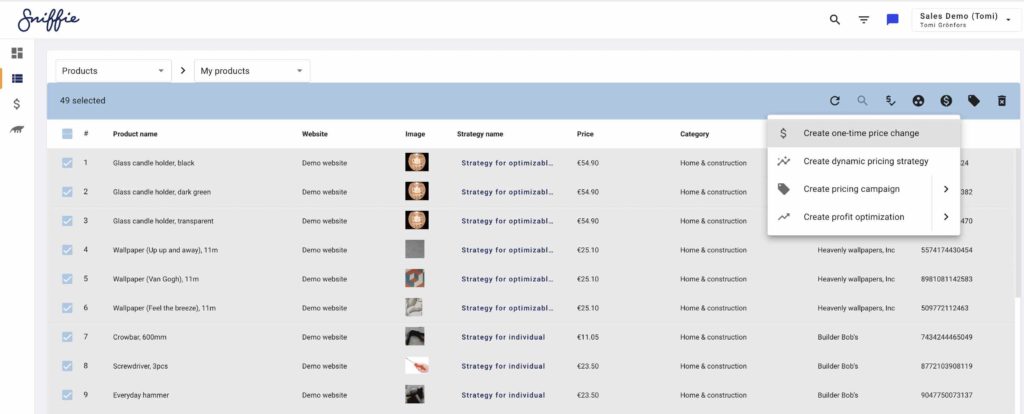 New improved Pricing Workflows in Sniffie