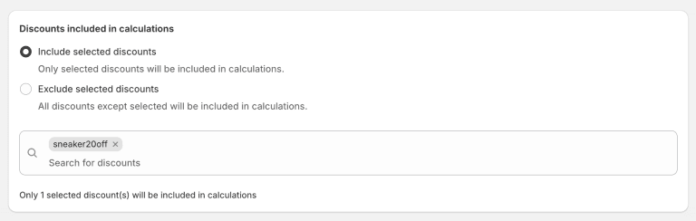 Discount selection for Omnibus Pricing App